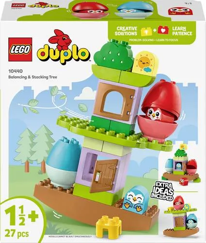 LEGO DUPLO Baum zum Balancieren und Stapeln 10440 - Spielzeug für Kleinkinder, fördert Problemlösungsfähigkeiten und Geduld beim Balancieren der Eulen im Baumhaus.