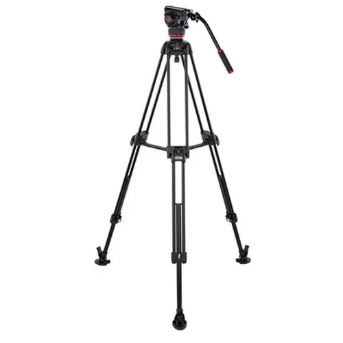 Manfrotto MVK504XTWINFA Camera Stand - Professionelles Video-Stativset mit Fluid-Videokopf 504X; ideal für stabile Aufnahmen bis 12 kg; inkl. Aluminium-Doppelrohrstativ für schnelle Einrichtung und hohe Standfestigkeit.