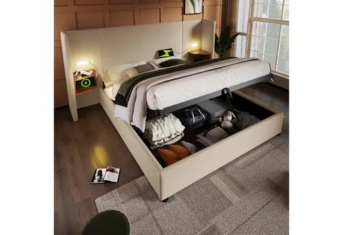 BTM Couchtisch Hochglanz Weiß mit LED-Effekt