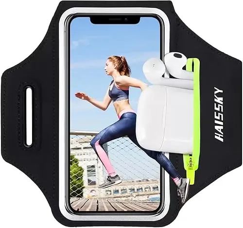 Sportarmband Handy Mit Kopfhörer Tasche Handytasche Joggen Handyhalterung Arm Universal für iPhone 16/15/14/13/11 Pro Max Samsung A56/A55/S25/S24 Ultra, Running Armband Armtasche Handy Laufen