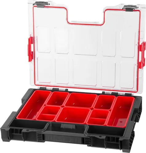 Qbrick PRO 200 Organizer, 450x350x79mm - Werkzeugkoffer mit chemikalienbeständigem Deckel aus Polycarbonat und ergonomischem Griff für einfachen Transport. Modularer Aufbau für individuelle Organisation.