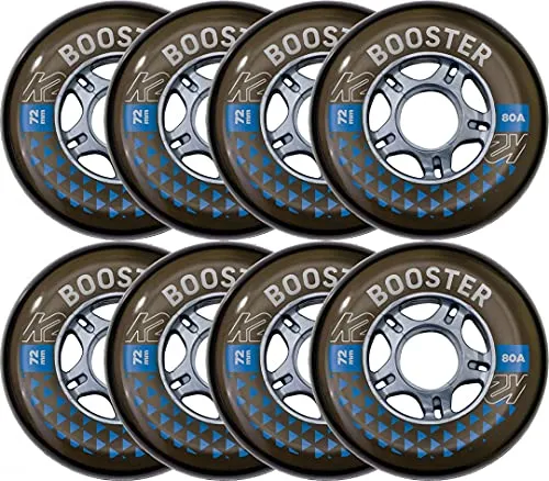 Booster 72MM 80A 8-Wheel Pack W ILQ 5 – Black - Rollen für Inline-Skates, 72mm und 80A Härte, ideal für schnelles Fahren und optimale Kontrolle, kompatibel mit verschiedenen Skate-Modellen.