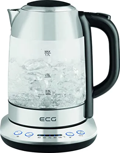 ECG RK 1781 Glas Wasserkocher - Eleganter Glas-Wasserkocher mit 1,7 Liter Fassungsvermögen, ideal für schnelles Erhitzen von Wasser und modernes Design für jede Küche.
