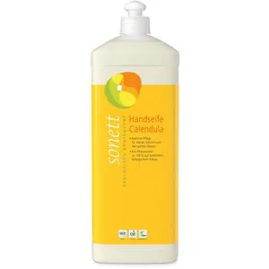 Sonett Handseife Calendula Nachfüllung 1L - Basische Pflege für die ganze Familie - Seife mit entzündungshemmenden Eigenschaften, ideal für Hände, Gesicht und Körper. 100% pflanzliche Öle aus kontrolliert biologischem Anbau.