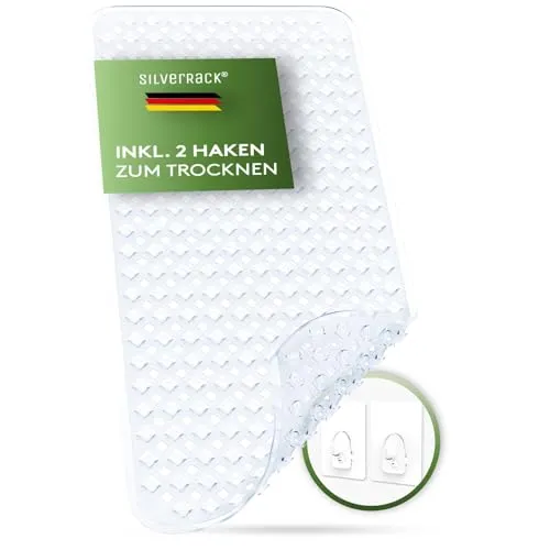 SilverRack Badewannenmatte 88x40 cm (Transparent RAUTEN) - Antirutschmatte Badewanne BPA frei für Kinder und Babys - Duschmatte schimmelresistent & maschinenwaschbar - Badematte rutschfest