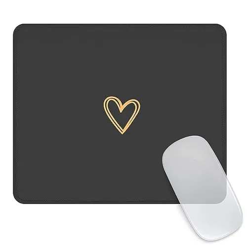 Ksriylm Mauspad,Quadratisches Schwarz süße Herzform Mouse Pad,FüR BüRo Und Zuhause,Mousepad Mit Motiv,Wasserdichtes Mousepad rutschfeste Gummiunterseite Computer-Mauspads FüR Kabellose Maus