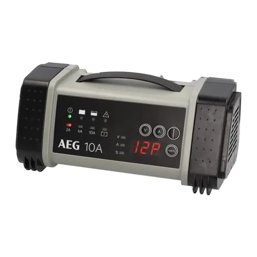 AEG Automotive 97024 Mikroprozessor Batterie Ladegerät - 10 Ampere für 12/24 V, 9-stufige Ladezyklen und automatischer Temperaturausgleich, ideal für PKW, Motorrad und LKW