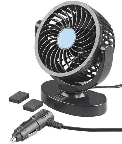 Lescars Ventilator 12V: Kfz-Ventilator für 12-V-Anschluss, 2 Geschwindigkeits-Stufen, 3 Watt (12 Volt, Auto Volt, Innenraum)