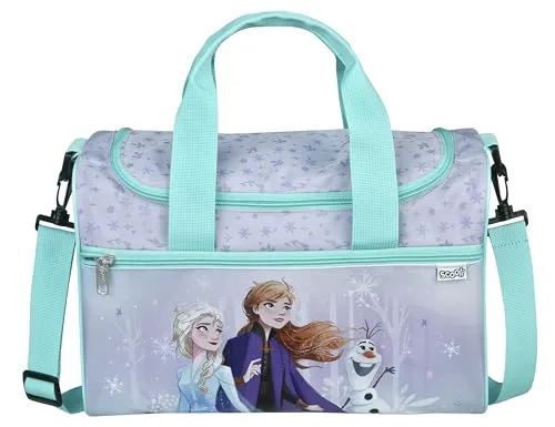 Undercover Sports bag Disney Frozen - Schule – Lila/blaue Sporttasche aus Frozen mit zwei praktischen Reißverschlussfächern und kompakten Maßen von 35 x 16 x 23 cm für optimalen Stauraum.