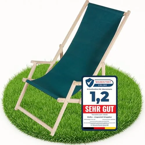 Melko Gartenstuhl Strandliege – Klappbare Freizeitliege in Grün - Stuhl für Garten und Camping, klappbar und kippsicher, mit bis zu 120 kg Belastbarkeit – ideal für entspannte Stunden im Freien.