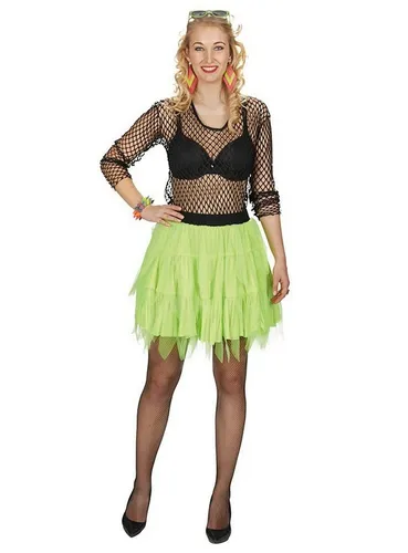 Metamorph Kostüm 80er Neon Petticoat grün, Mittellanger Petticoat in kräftiger Farbe