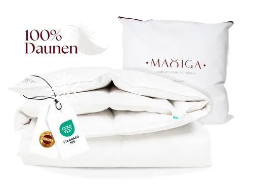 Produktbild MAXIGA Winter Daunendecke 155x220 – 100% Gänsedaunen, extra warm, atmungsaktiv & waschbar