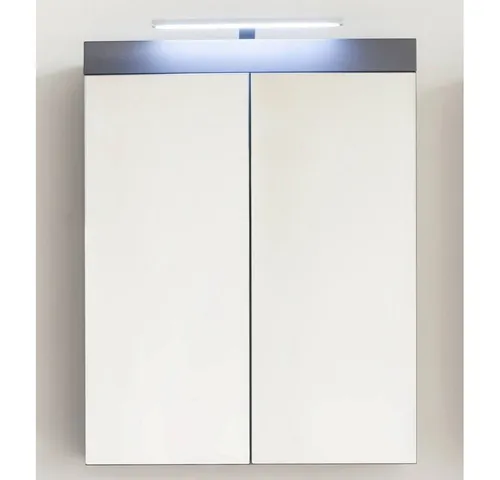 Lomadox Spiegelschrank ALTENA-19 mit LED-Beleuchtung in Grau Hochglanz - Moderner Spiegelschrank in Grau Hochglanz, Maße: 60x77x17 cm. Inklusive energieeffizienter LED-Beleuchtung für eine optimale Ausleuchtung. Ideal für Ihr Badezimmer.
