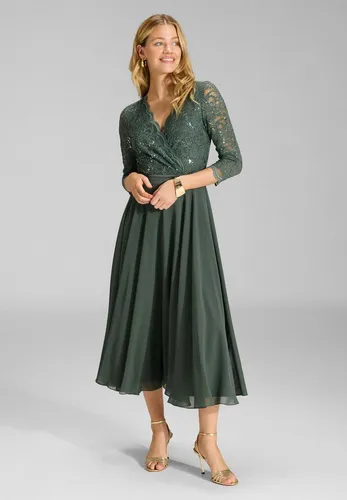 SWING Midikleid Wickel-Design grün 42 - Elegantes Wickel-Midikleid in jadegrün, ideal für besondere Anlässe. Dreiviertelärmel und Rücken-Reißverschluss sorgen für einen perfekten Sitz.