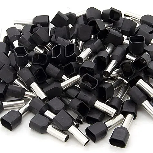 100x Isolierte Zwillingaderendhülsen ELS Elektrotechnika 2x6mm² / 14mm schwarz