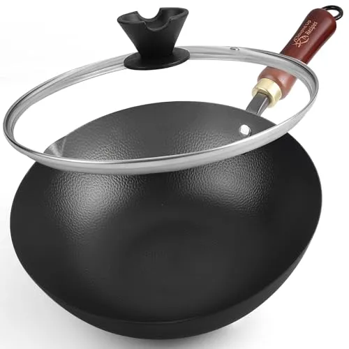 Souped Up Recipes 25,4 cm Wok aus Karbonstahl für Elektro-, Induktions- und Gasherde (Deckel und Benutzerhandbuch im Lieferumfang enthalten)