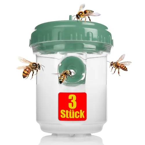 BigDean 3 Stück Wespenfalle Outdoor in Grün ø9x13cm – Lebend Falle zum Aufhängen perfekt für Bienen, Wespen und als Fliegenfalle geeignet