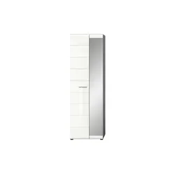 Garderobenschrank Salsa, weiß - Dielenschrank mit Hochglanz Front und großer Spiegelfläche, perfekt für einen eleganten Eingangsbereich. Maße: 60x192x37 cm.