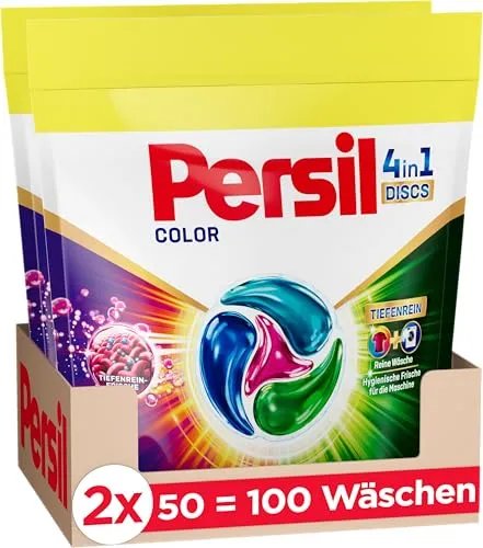 Persil 4in1 Color DISCS (100 Waschladungen), Waschmittel mit Tiefenrein-Frische, Colorwaschmittel für reine Wäsche und hygienischer Frische für die Maschine