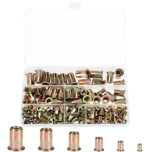 Royouzi 165 StüCk Nietmutter Set, M3 M4 M5 M6 M8 M10 Nietmutter, GewindehüLsen, Gewindenieten Senkkopf-Nietmuttern Mit Aufbewahrungsbox