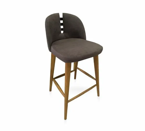 Moderner Barhocker mit gepolstertem Sitz – Grau - Eleganter Barhocker mit gepolstertem Sitz und rechteckiger Rückenlehne. Ideal für Esszimmer und Innenräume, sorgt für Stil und Komfort. Maße: 54 x 55 x 94 cm.