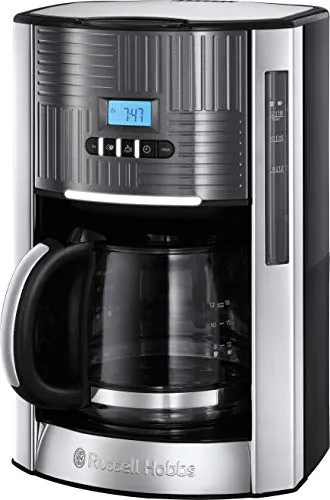 Russell Hobbs Kaffeemaschine mit digitalem Timer und Brausekopf-Technologie für optimales Aroma, 12 Tassen, Edelstahl Grau - 