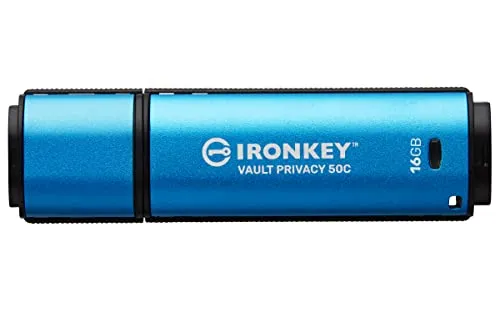 Kingston IronKey Vault Privacy 50C - Sichere 16GB USB-C Flash Drive - USB-Stick mit 16 GB, bietet starke Verschlüsselung für maximale Datensicherheit, ideal für geschäftliche Anwendungen.