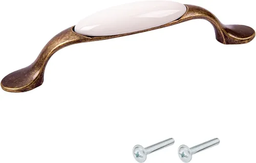 Möbelgriff Vintage 96mm Antik Zamak Finish Messing Porzellan türgriffe Schrauben