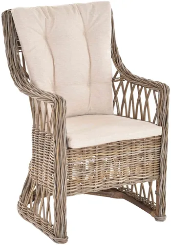 Rattan Esszimmer-Sessel mit Armlehne (Grau Natur) in grau von Krines Home