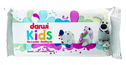 DARWI - DA0851000000C - Un Pain de Pâte à Modeler Naturelle - Malléable facilement par les Enfants - séchage à l'air libre - Blanc - 1KG - Prête à l'emploi - Autodurcissante - DARWI KIDS 1KG