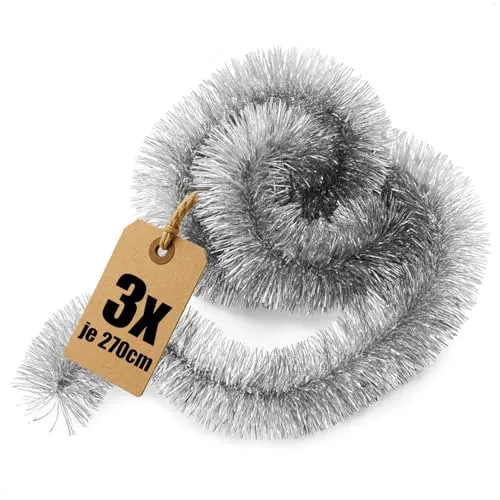 com-four® 810 cm Girlande Weihnachten - 3X 270 cm Tannengirlanden für eine perfekte Weihnachtsdekoration - Weihnachtsdeko für Christbaum