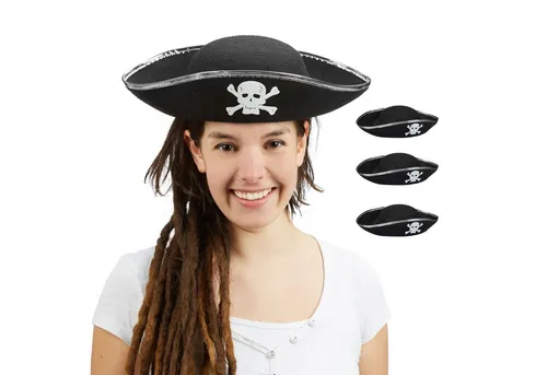 relaxdays Piraten-Kostüm Piratenhut im 4er Set