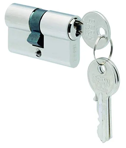 Alberts 611538 Profilzylinder mit zwei Schlüsseln | Messing, vernickelt | Länge 44 mm | Größe 22/22