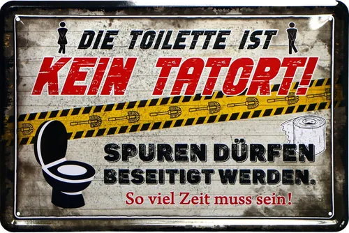 WOGEKA ART Metallbild Die Toilette ist kein Tatort - 20 x 30 cm Retro Blechschild, Blech275, Metallschild Wanddeko Schild Wandbild Türschild Toilettenschild