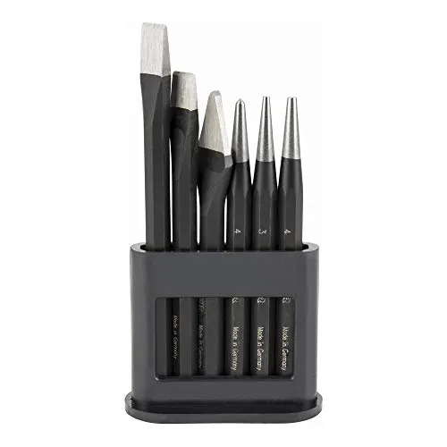 STIER Werkzeugsatz Robust+ 6-teilig - Holzwerkzeuge: Hochwertiger Meißel- und Körnersatz aus Chrom-Vanadium-Stahl, ideal für Profis mit exzellenter Ergonomie und Langlebigkeit.