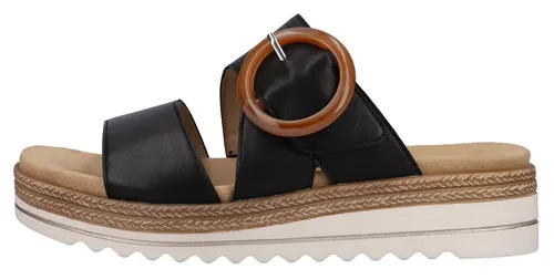 Remonte Damen Sandale D0Q51 - Bequeme Glattleder Pantoletten in Schwarz - Wanderschuhe für den Sommer: Diese eleganten Remonte Pantoletten bieten maximalen Komfort mit herausnehmbarer Sohle und verstellbarem Klettverschluss für perfekten Sitz.