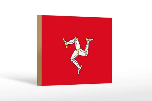 Holzschild Flagge Isle of Man 18x12 cm Flag of Isle of Man Deko Schild