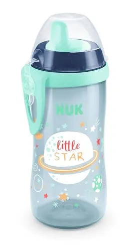 NUK Kiddy Cup Night Trinkbecher für Kleinkinder | 12+ Monate | 300 ml | Auslaufsicheres, verstärktes Mundstück | Leuchtet im Dunkeln | Clip & Schutzkappe | BPA-frei | Blau
