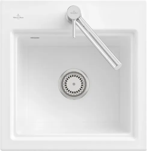 Villeroy & Boch Subway Style 50 S Keramikspüle - Elegante Einbauspüle in Weiß (alpin) mit Handbetätigung, ideal für Unterschränke ab 50 cm. Maße: 50,0 x 51,0 cm. Inklusive Abtropfgitter für mehr Komfort in Ihrer Küche.