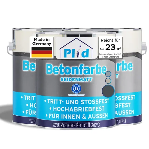 Betonfarbe 2,25L Anthrazit - Hochdeckende Bodenbeschichtung - Innen- & Außenfarben, schnelltrocknend und UV-beständig, ideal für Beton und Zement mit geringer Geruchsentwicklung und hoher Deckkraft.