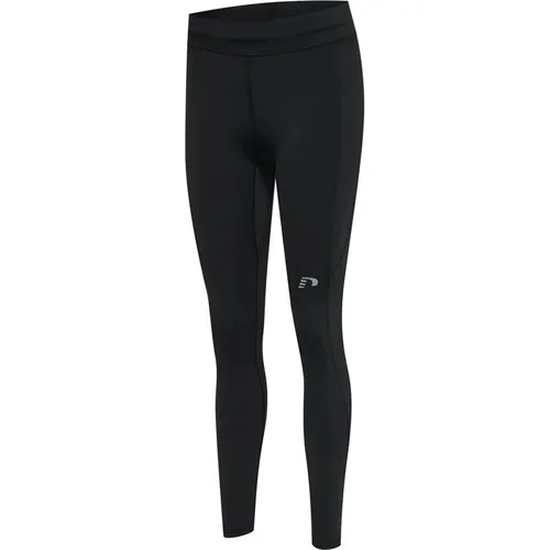 Hummel Core Tight Damen - schwarz - Tights für Damen mit elastischem Jerseystrick für optimalen Sitz, reflektierendem Logoprint und praktischen Taschen – ideal für Sport und Freizeit.