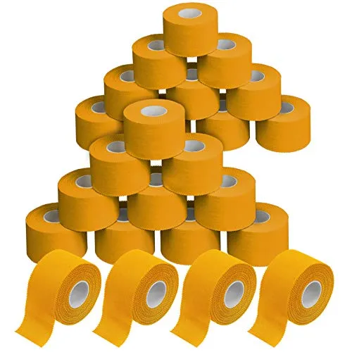ALPIDEX 24 Rollen Sport Tape Set 3,8 cm x 10 m Gelenk Tapeverband Viele Farben Reißbares Unelastisches Sporttape Hautfreundlich Handball Fußball Volleyball, Farbe:gelb