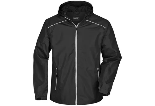 James & Nicholson Regenjacke JN1118, black/silver, S - Funktionsjacke aus wind- und wasserdichtem Gewebe mit 3.000mm Wassersäule, atmungsaktiv und mit reflektierenden Details – perfekt für Outdoor-Aktivitäten.