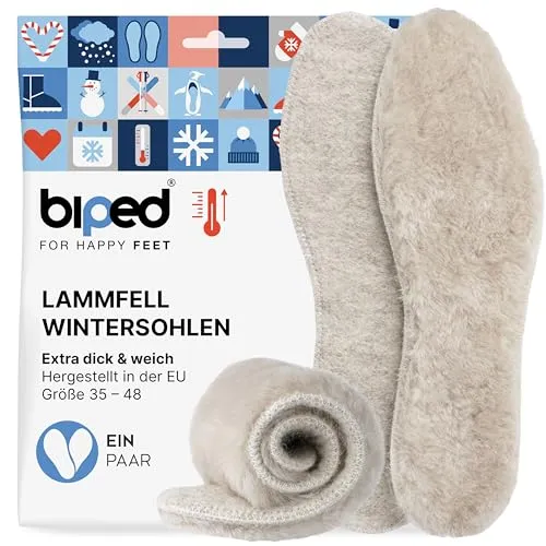 Premium Lammfell Einlegesohlen - Extra weiche dicke Winter Schuheinlagen - Wä...