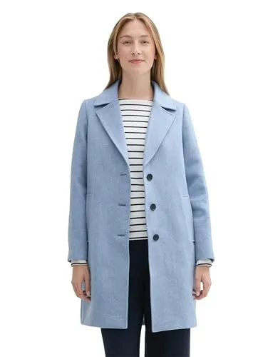 TOM TAILOR Damen 1041493 Langer Mantel, 35899-Calm Blue Melange, M