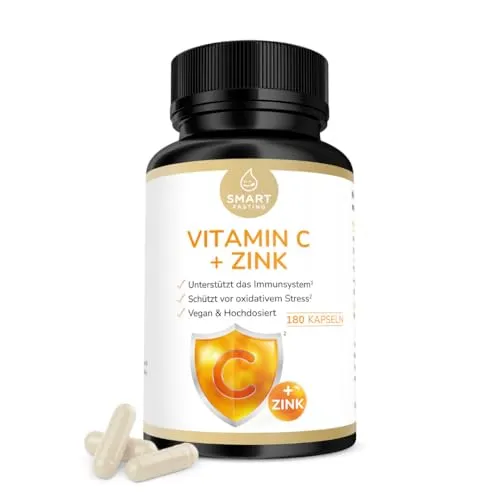 Vitamin C mit Zink – 1.000 mg C (gepuffert als Calcium Ascorbat) + 15 mg Zink (Bisglycinat) – hochdosiert, vegan, magenfreundlich, ohne Zusatzstoffe – hergestellt & laborgeprüft in Deutschland