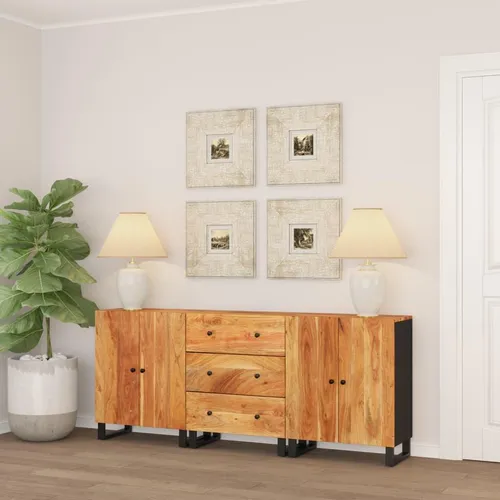 vidaXL Sideboards 3er Set aus massivem Akazienholz