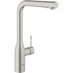 Grohe Essence Küchenarmatur 30270DC0 supersteel - Armaturen mit herausziehbarer Spülbrause, GROHE StarLight Oberfläche für langanhaltenden Glanz und 360° Schwenkbereich für maximale Flexibilität in der Küche.