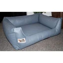 Hundebettenmanufaktur Hundekorb Hundesofa grau 70 cm x 90 cm - Hundebett aus Kunstleder, robust und pflegeleicht, ideal für komfortable Schlafplätze von XS bis XXL.