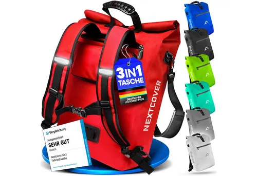 Nextcover 3in1 TPU Fahrradtasche für Gepäckträger in rot von Nextcover